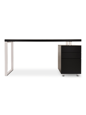 manchester desk 160cm black w/ glass