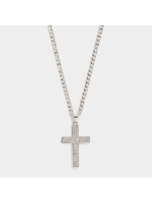 Women's Silver and Diamante Cross Chain