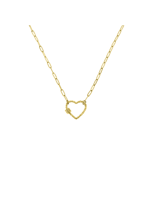 Stainless Steel 18ct Gold Plated Waterproof Heart Pendant on Paperclip Chain