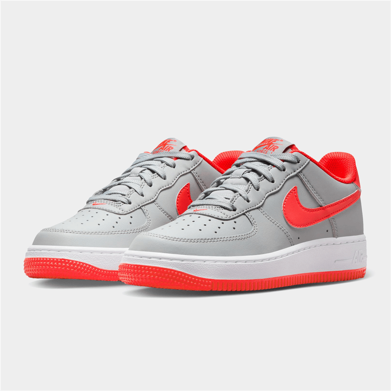 Nike Junior Air Force 1 BG Grey Red White Sneaker Bash