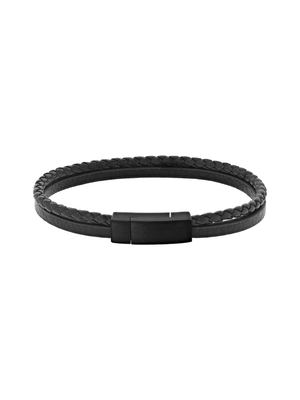 Minimalist Black Braided Leather Bracelet