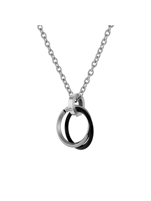 Stainless Steel Black & Silver Ring On Chain