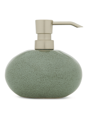 soap dispenser ceramic pebble green 14x10x13cm
