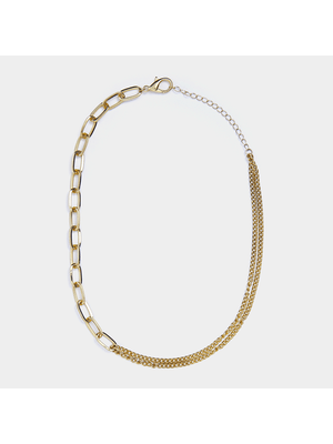 Gold Tone Mixed Chain Necklace