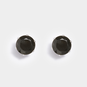 Stainless Steel black CZ 8mm stud earring