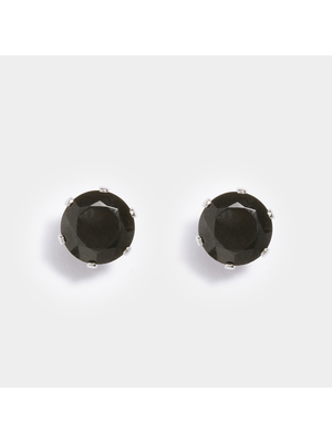 Stainless Steel black CZ 8mm stud earring