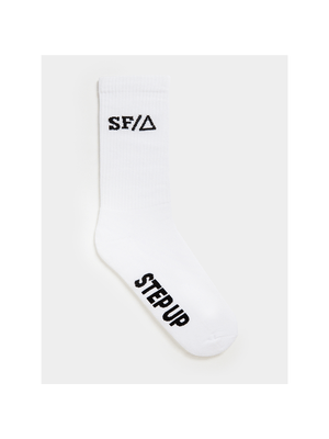 Men's Sneaker Factory Branded Rib With Logo White Sock
