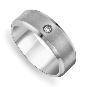 Titanium Cubic Zirconia Matt Bevel Men's Ring