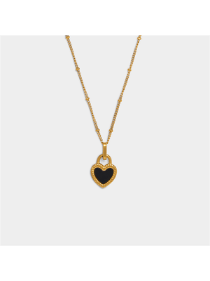 Stainless Steel 18ct Gold Plated Waterproof Ball Station Chain with MOP Heart Pendant