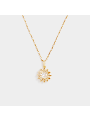 Stainless Steel Sunflower Pendant Necklace