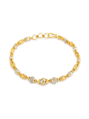Yellow Gold Zirconia Beaded Woman's Bracelet