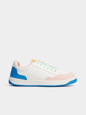 Women's TomTom Low Cut White/Mink/Blue Sneaker