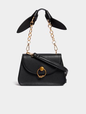 Women's Black Knot Detail Crossbody Bag