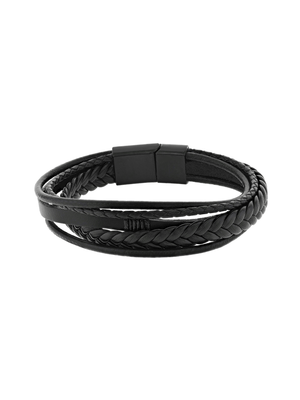 Multi-Layer PU Bracelet with Black Clasp