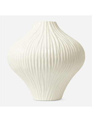 Textured Ceramic Curved Vase Wide