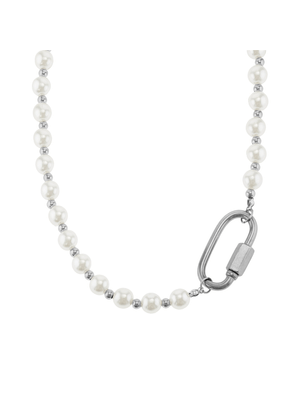 Stainless Steel Pearl Lock Necklace