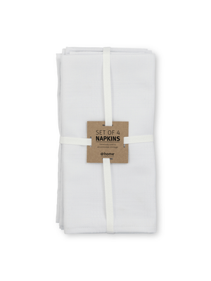 napkins block check damask white 4pk 50x50