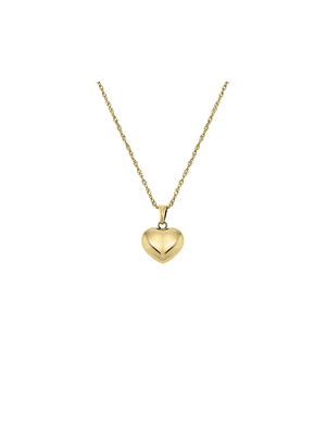Yellow Gold Classic Puffed Heart Pendant on bonded Chain