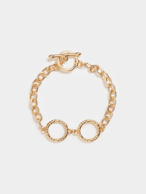 Gold Tone Chain with Open Circle Detail Bracelet