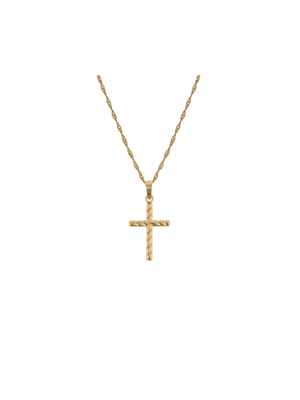 Yellow Gold Rope Cross Pendant on a chain