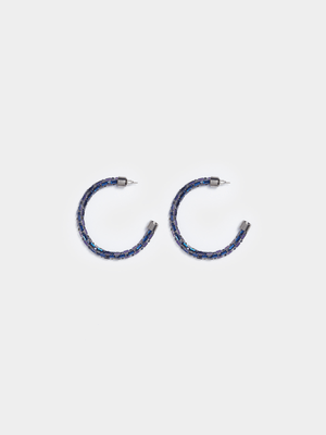 Women's Blue Stone Hoop Earrings