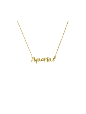 Aquarius Script Brass Pendant on Chain