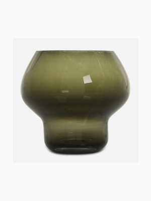 votive candle holder green glass 12x13.5cm