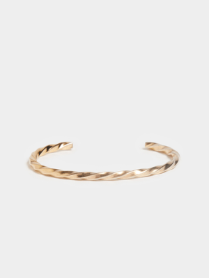 18ct Gold Plated Twisted Gold Cuff Bangle