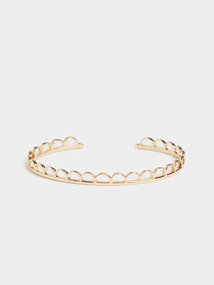 18ct Gold Plated Detailed Edge Gold Cuff Bangle