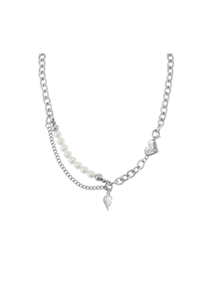 Double layer Chain with Heart & Pearl Detail