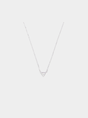 Sterling Silver Dainty CZ Triangle Pendant on Chain