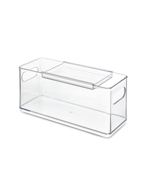 the home edit hair accessory bin with sliding tray