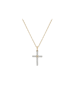 Yellow Gold & Sterling Silver, Cubic Zirconia Cross pendant on a chain