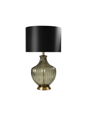 Table Lamp Smokey Glass With Black Shade