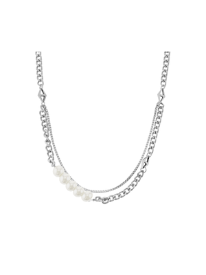 Stainless Steel Double layer Chain with Pearls