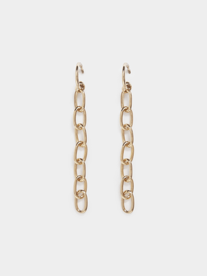 18ct Gold Plated Two Piece Hoop & Chain Link Earrings