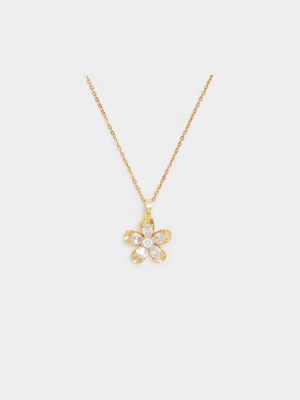 Stainless Steel Daisy Flower Pendant Necklace