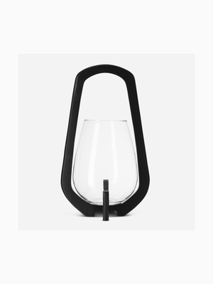 lantern black mango wood & glass 45cm