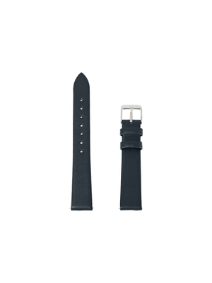 Strapology Stainless Steel & Navy Calf-Style Leather Watch Strap