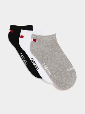 Fabiani Men's 3-Pack Core Sneaker Socks