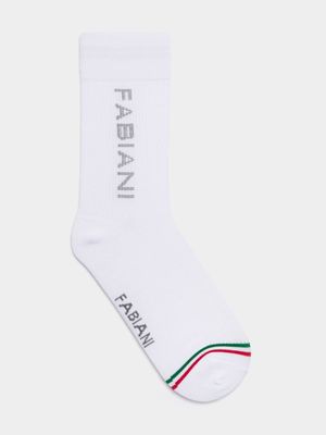 Fabiani Men's Vertical Jacquard White Anklet Socks