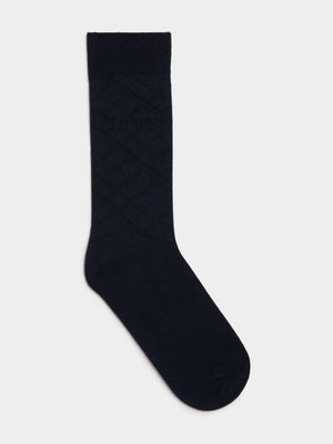 Fabiani Men's Textured Daimond Navy Anklet Socks