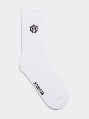 Fabiani Men's Pop Crest White Anklet Socks