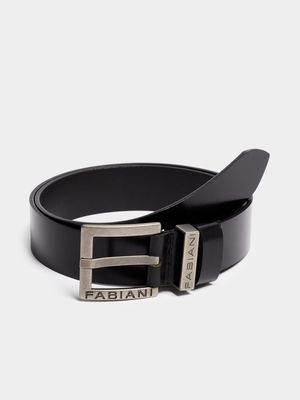 Fabiani Men's Branded Buckle Black Belt