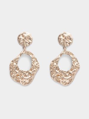 Women's Gold Crinkle Drop Earrings