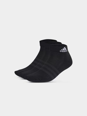 adidas 3 Pack Black Ankle Socks