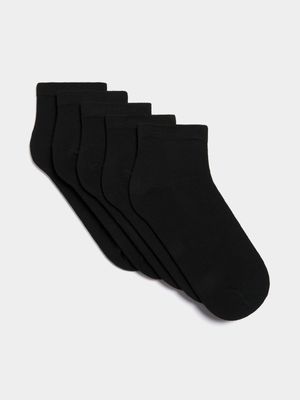 Jet Women's 5 Pack Black Low Cut Socks