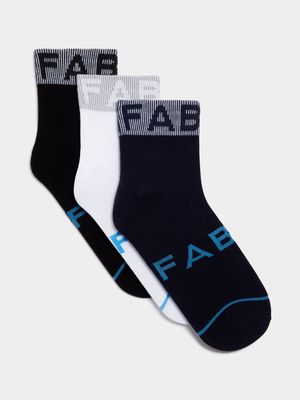 Fabiani Men's 3-Pack Jacquard Welt Navy/Blue/White Socks
