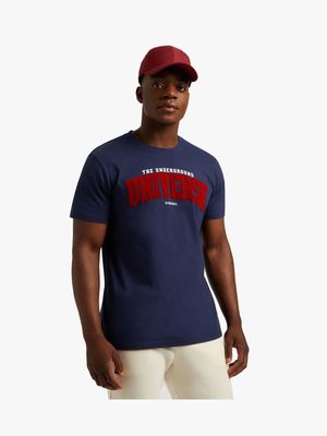 Sneaker Factory Men's Flocked Graphic Navy Top & T-Shirt