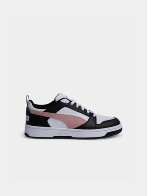Womens Puma Rebound V6 White/Pink/Black Sneaker